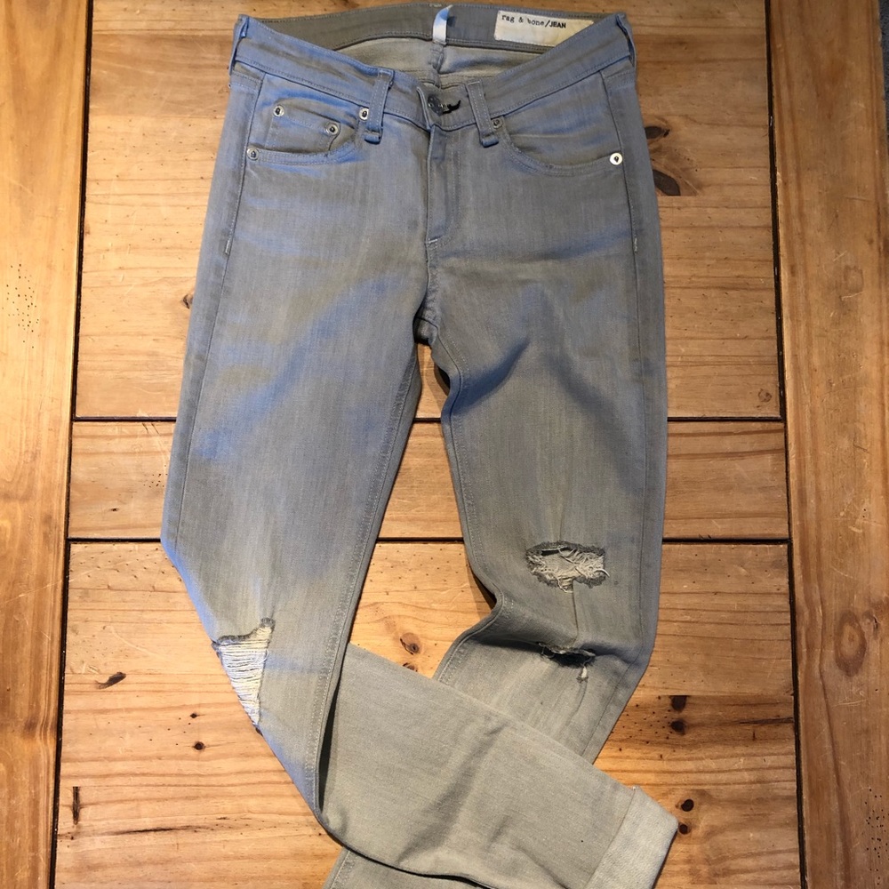 Rag & Bone Grey Distressed Skinny Jean